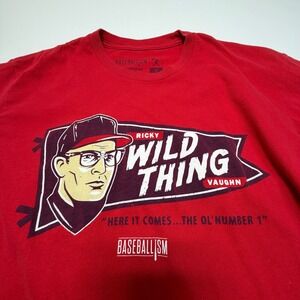 Baseballism Ricky Vaughn Wild Thing Graphic T-Shirt Red Men's Small